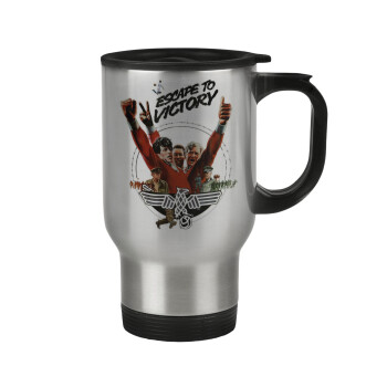 Escape to victory, Stainless steel travel mug with lid, double wall 450ml