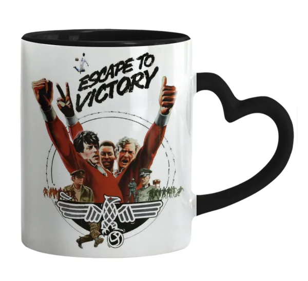 Escape to victory — Mug heart black handle, ceramic, 330ml