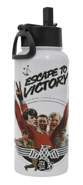 Escape to victory — Metal mug thermo White with Straw and Spout Lid (Stainless steel), double wall, 950ml