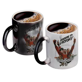 Escape to victory, Color changing magic Mug, ceramic, 330ml when adding hot liquid inside, the black colour desappears (1 pcs)
