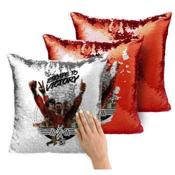 Escape to victory, Μαξιλάρι καναπέ Μαγικό Κόκκινο με πούλιες 40x40cm περιέχεται το γέμισμα