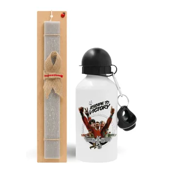 Escape to victory, Easter Set, metallic aluminum water bottle (500ml) & aromatic flat Easter candle (30cm) (GRAY)