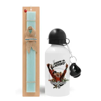 Escape to victory, Easter Set, metallic aluminum water bottle (500ml) & scented flat candle (30cm) (TURQUOISE)