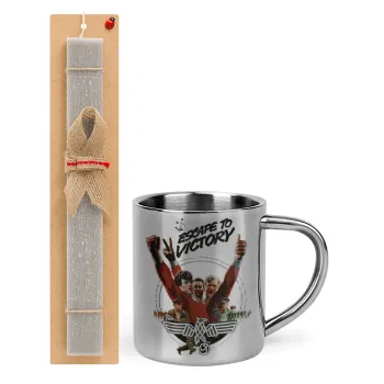 Escape to victory, Easter Set, metallic thermal cup (300ml) & Easter aromatic flat candle (30cm) (GRAY)