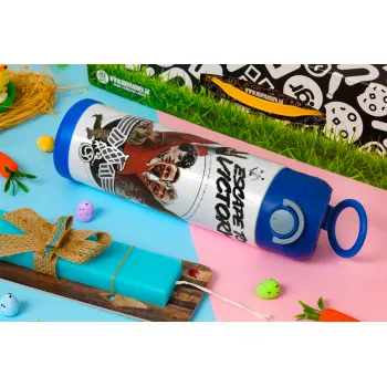 Escape to victory, Πασχαλινή Λαμπάδα με Παιδικό παγούρι θερμό, ανοξείδωτο, με καλαμάκι ασφαλείας, ΜΠΛΕ (500ml)