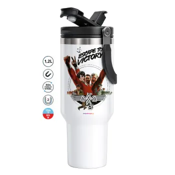 Escape to victory, Mega Stainless steel Tumbler with lid, double wall 1,2L