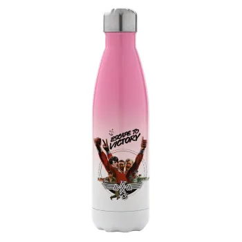 Escape to victory, Metal mug thermos Pink/White (Stainless steel), double wall, 500ml