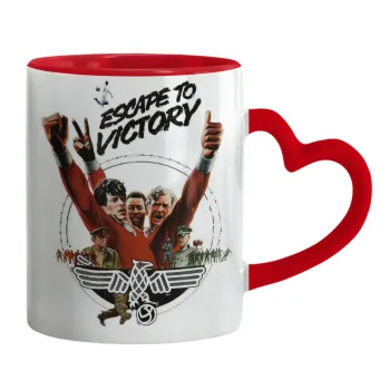 Escape to victory, Κούπα καρδιά χερούλι κόκκινη, κεραμική, 330ml