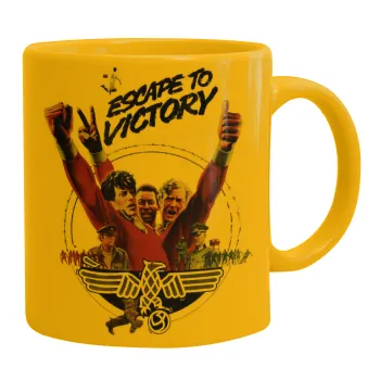 Escape to victory, Ceramic coffee mug yellow, 330ml