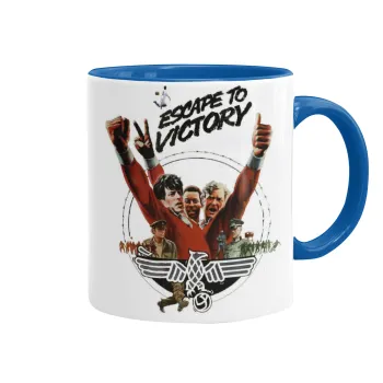 Escape to victory, Mug colored blue, ceramic, 330ml