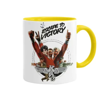 Escape to victory, Mug colored yellow, ceramic, 330ml