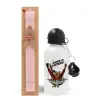 Easter Set, metallic aluminum bottle (500ml) & aromatic flat Easter candle (30cm) (PINK)