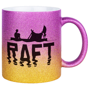 raft, Κούπα Χρυσή/Ροζ Glitter, κεραμική, 330ml