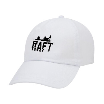 raft, Καπέλο ενηλίκων Jockey Λευκό (snapback, 5-φύλλο, unisex)