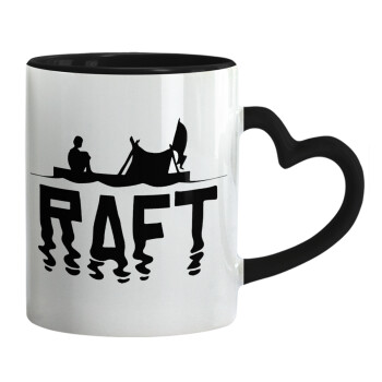raft, Mug heart black handle, ceramic, 330ml