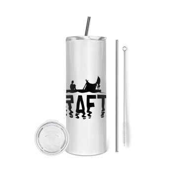 raft, Eco friendly stainless steel tumbler 600ml, with metal straw & cleaning brush