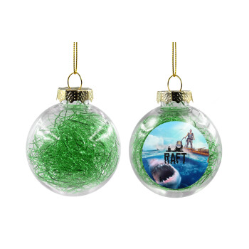 raft, Χριστουγεννιάτικη μπάλα δένδρου διάφανη με πράσινο γέμισμα 8cm