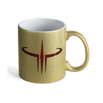Quake 3 arena, Κούπα Χρυσή Glitter που γυαλίζει, κεραμική, 330ml
