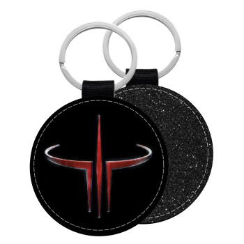 Quake 3 arena, Μπρελόκ Δερματίνη, στρογγυλό ΜΑΥΡΟ (5cm)