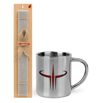 Quake 3 arena, Easter Set, metallic thermal cup (300ml) & Easter aromatic flat candle (30cm) (GRAY)