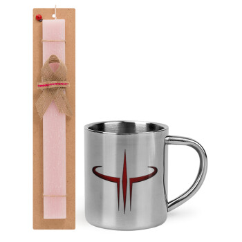 Quake 3 arena, Easter Set, metallic thermal cup (300ml) & aromatic flat Easter candle (30cm) (PINK)