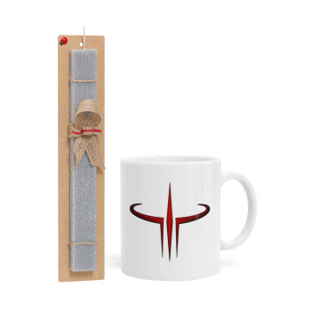 Quake 3 arena, Easter Set, Ceramic Cup (330ml) & Easter aromatic flat candle (30cm) (GRAY)