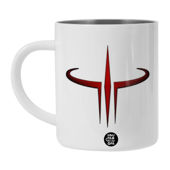 Quake 3 arena, Λευκή Ανοξείδωτη Μεταλλική Κούπα 450ml - Διπλού Τοιχώματος 
