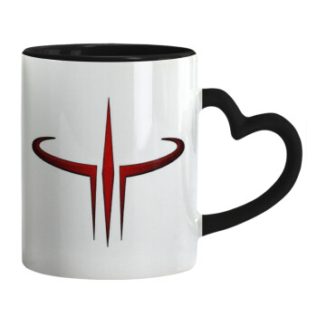 Quake 3 arena, Mug heart black handle, ceramic, 330ml