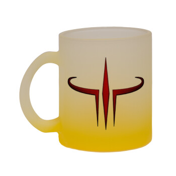 Quake 3 arena, Κούπα γυάλινη δίχρωμη με βάση το κίτρινο ματ, 330ml
