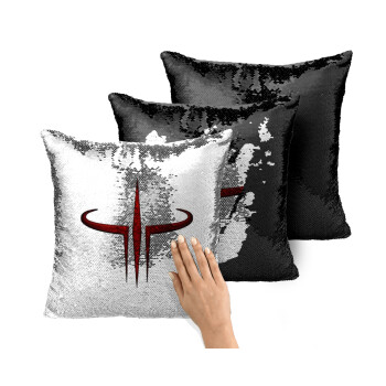 Quake 3 arena, Μαξιλάρι καναπέ Μαγικό Μαύρο με πούλιες 40x40cm περιέχεται το γέμισμα