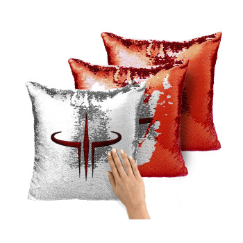 Quake 3 arena, Μαξιλάρι καναπέ Μαγικό Κόκκινο με πούλιες 40x40cm περιέχεται το γέμισμα