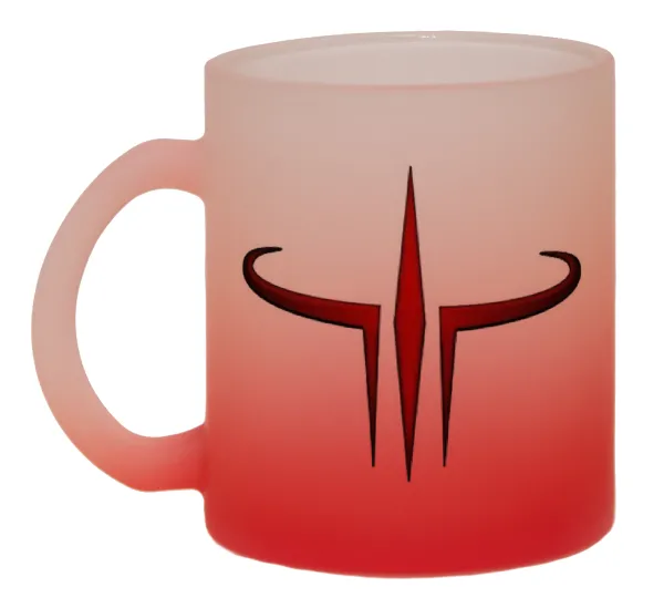 Quake 3 arena — Two-tone glass mug with matte red base, 330ml