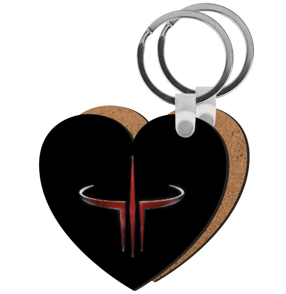 Quake 3 arena — Heart wooden MDF keychain
