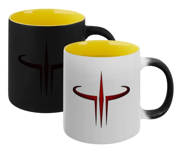 Quake 3 arena — Κούπα Μαγική εσωτερικό κίτρινη, κεραμική 330ml που αλλάζει χρώμα με το ζεστό ρόφημα