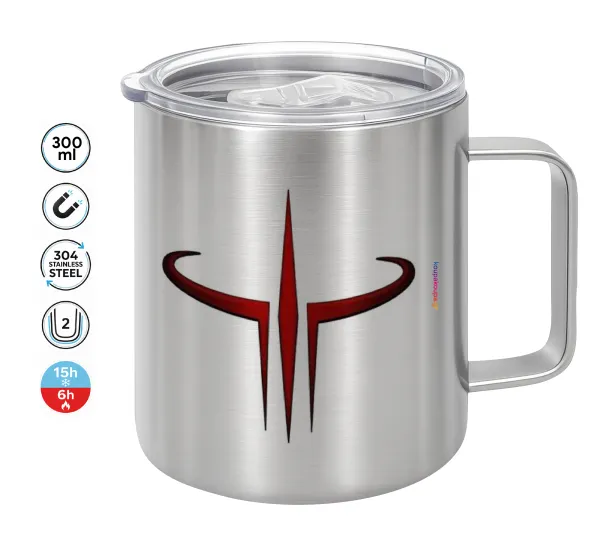 Quake 3 arena — Double-walled stainless steel mug 300ml with temperature-retaining lid