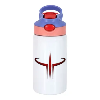 Quake 3 arena, Παιδικό παγούρι θερμό, ανοξείδωτο, με καλαμάκι ασφαλείας, ροζ/μωβ (350ml)