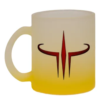 Quake 3 arena, Κούπα γυάλινη δίχρωμη με βάση το κίτρινο ματ, 330ml