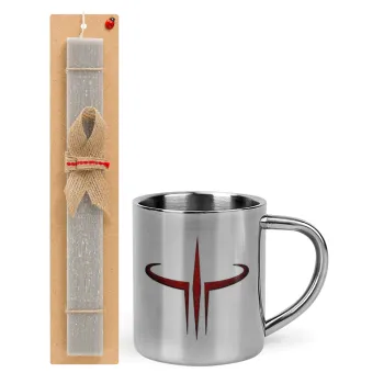 Quake 3 arena, Easter Set, metallic thermal cup (300ml) & Easter aromatic flat candle (30cm) (GRAY)