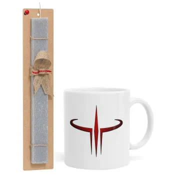 Quake 3 arena, Easter Set, Ceramic Cup (330ml) & Easter aromatic flat candle (30cm) (GRAY)