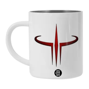 Quake 3 arena, Λευκή Ανοξείδωτη Μεταλλική Κούπα 450ml - Διπλού Τοιχώματος 