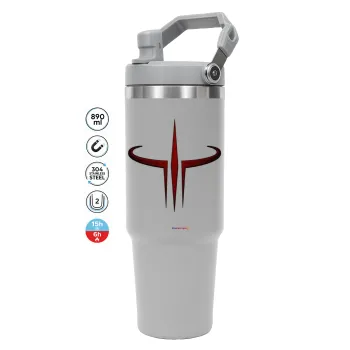 Quake 3 arena, ΓΚΡΙ χρώματος Θερμός Ανοξείδωτο 890ml (30oz) με χερούλι