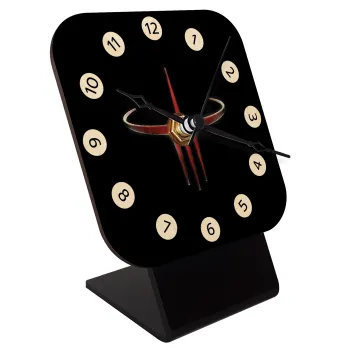 Quake 3 arena, Quartz Table clock in natural wood (10cm)
