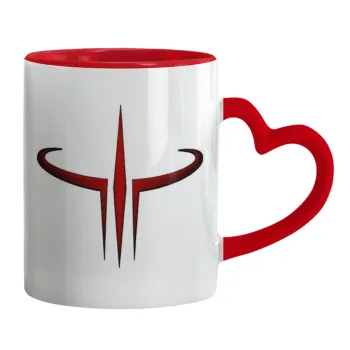 Quake 3 arena, Κούπα καρδιά χερούλι κόκκινη, κεραμική, 330ml