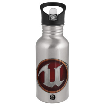 Unreal, Water bottle Silver with straw, stainless steel 500ml
