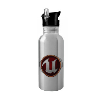 Unreal, Water bottle Silver with straw, stainless steel 600ml