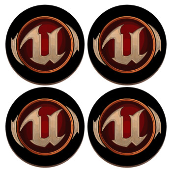 Unreal, ΣΕΤ x4 Σουβέρ ξύλινα στρογγυλά plywood (9cm)