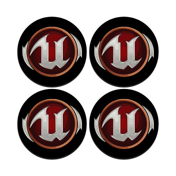 Unreal, SET of 4 round wooden coasters (9cm)
