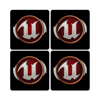 Unreal, ΣΕΤ 4 Σουβέρ ξύλινα τετράγωνα (9cm)