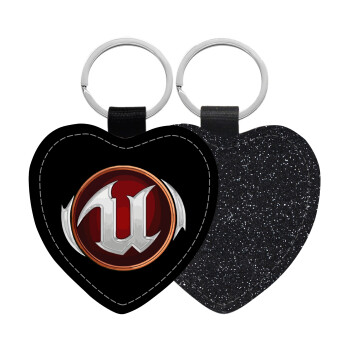 Unreal, Μπρελόκ PU δερμάτινο glitter καρδιά ΜΑΥΡΟ