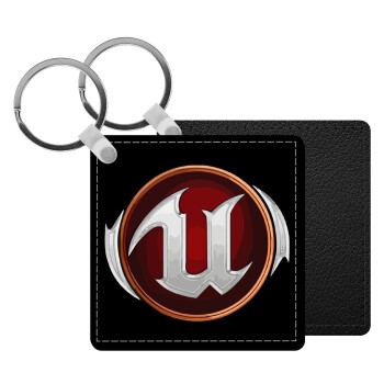 Unreal, Μπρελόκ Δερματίνη, τετράγωνο ΜΑΥΡΟ (5x5cm)